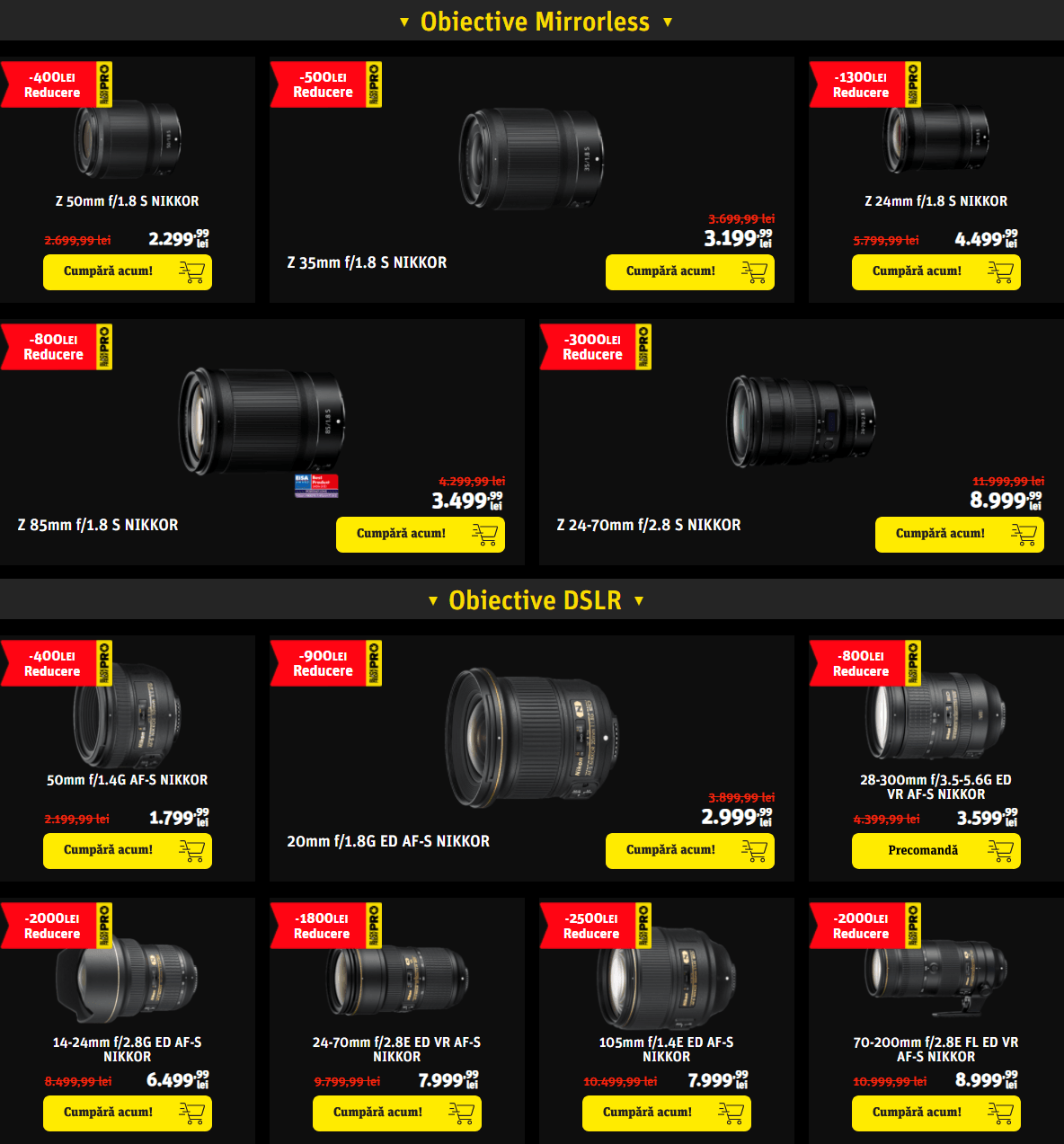 oferta obiective Nikon Black Friday PRO 2020 Yellowstore